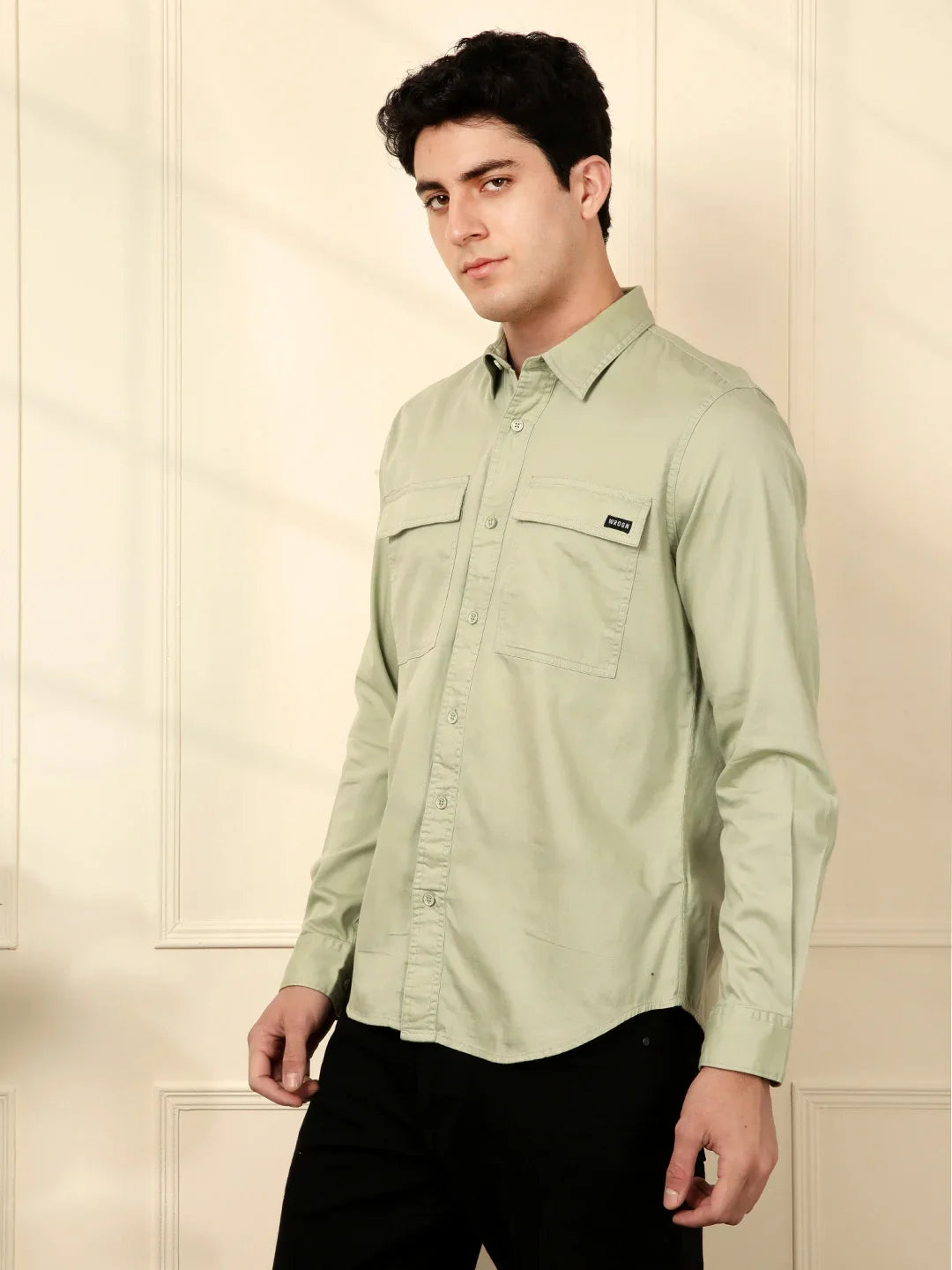 Blur Printed Cotton Shirt in Green