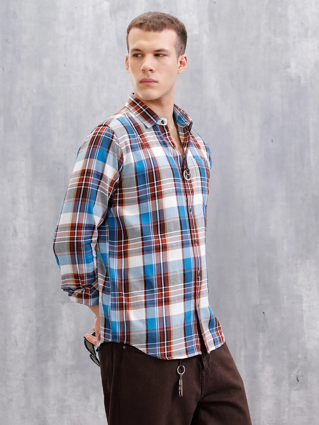 Checkered Full Sleeve Regular Fit Shirt | Blue