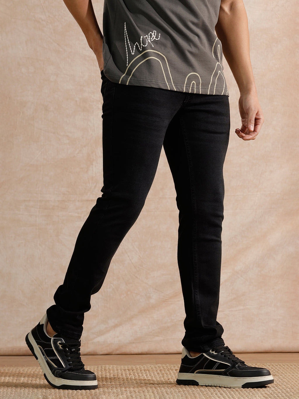 Casual Light Fade Slim Fit Jeans | Black