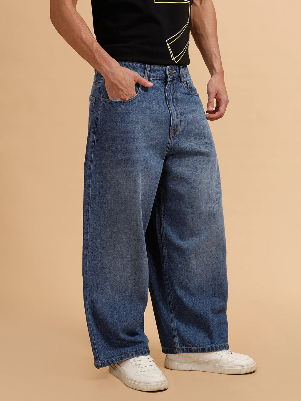 Casual Heavy Fade Baggy Fit Jeans | Blue