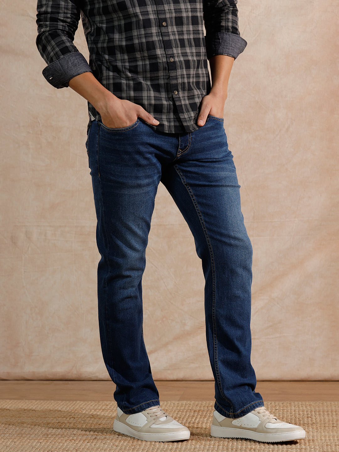 Casual Heavy Fade Straight Fit Jeans | Blue