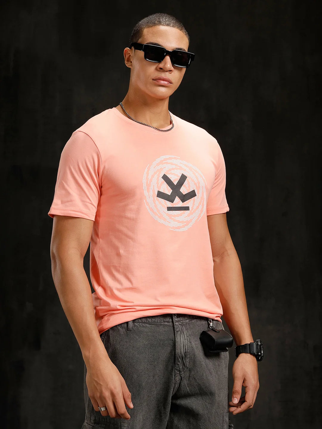 Logo Placement Printed T-Shirt | Pink