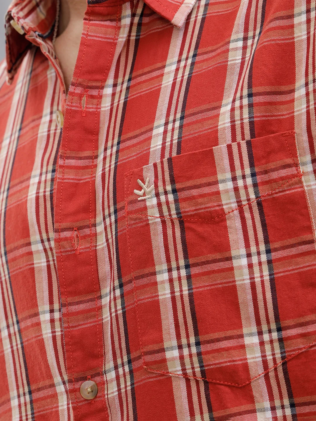 Classic Cotton Twill Checks In Slim Fit  |  Red