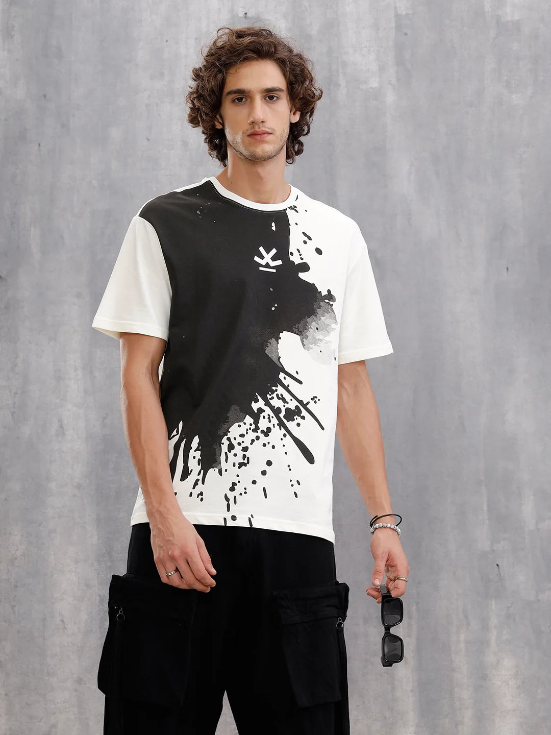 Placement Print Oversized Fit T-Shirt | Off White