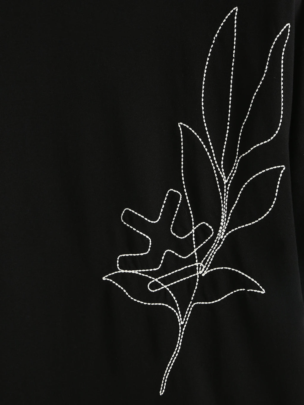 Embroidered Oversized T-Shirt | Black