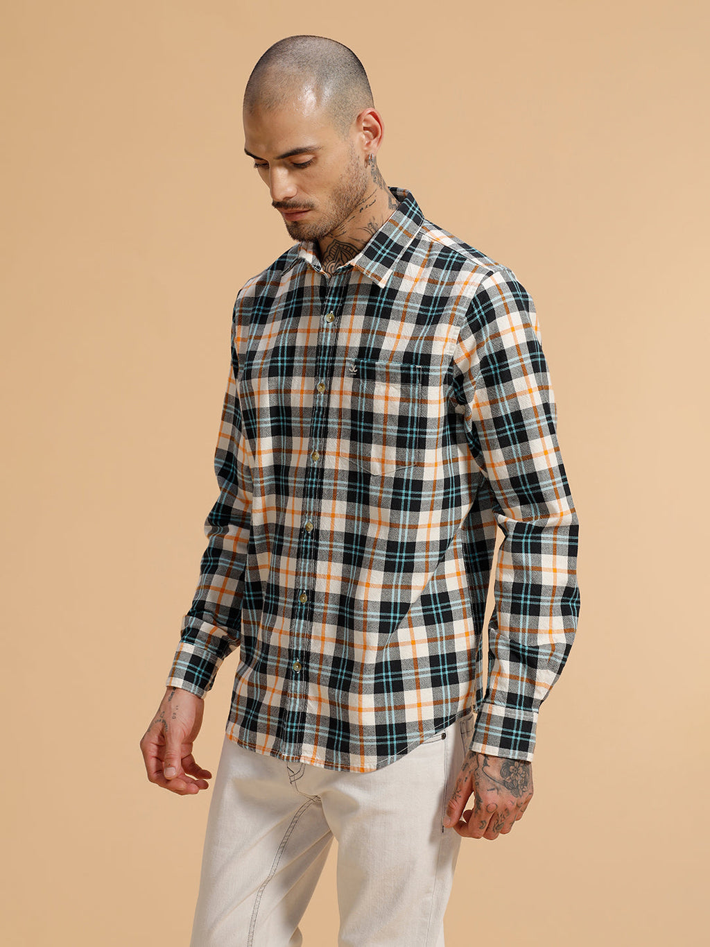Checked Full Sleeve Cotton Shirt | Blue