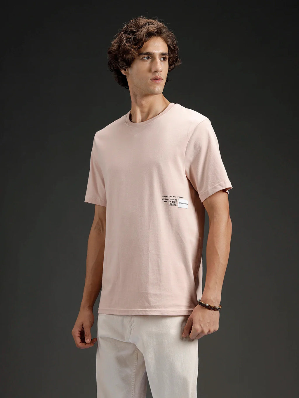 Men's Regular Fit T-shirt with Placement Graphic | Pink