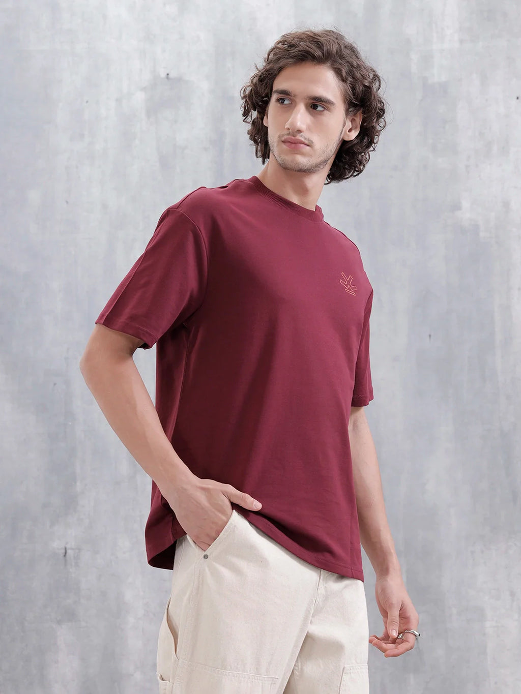 Mythical Faces Oversized Cotton Back Print T-Shirt | Maroon