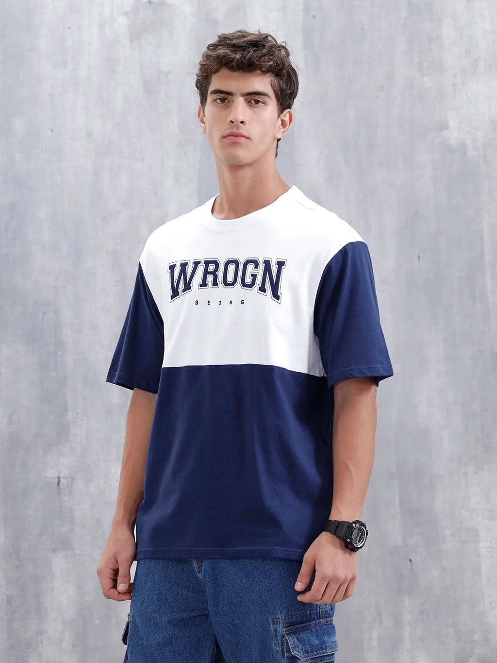 Casual Men Sporty Look Oversized Fit Tee With Print | White
