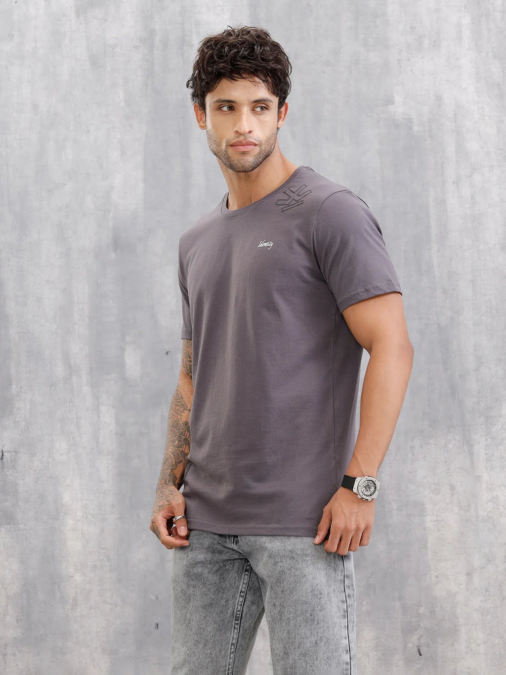 Puff Printed Regular Fit T-shirt | Dark Grey