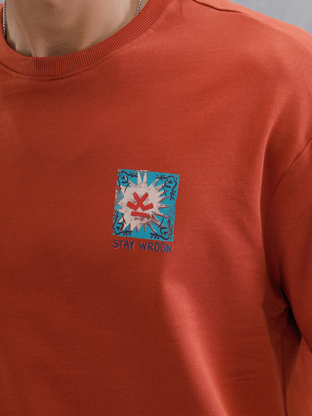 Mythical Face Inspired Back Print T-Shirt | Rust