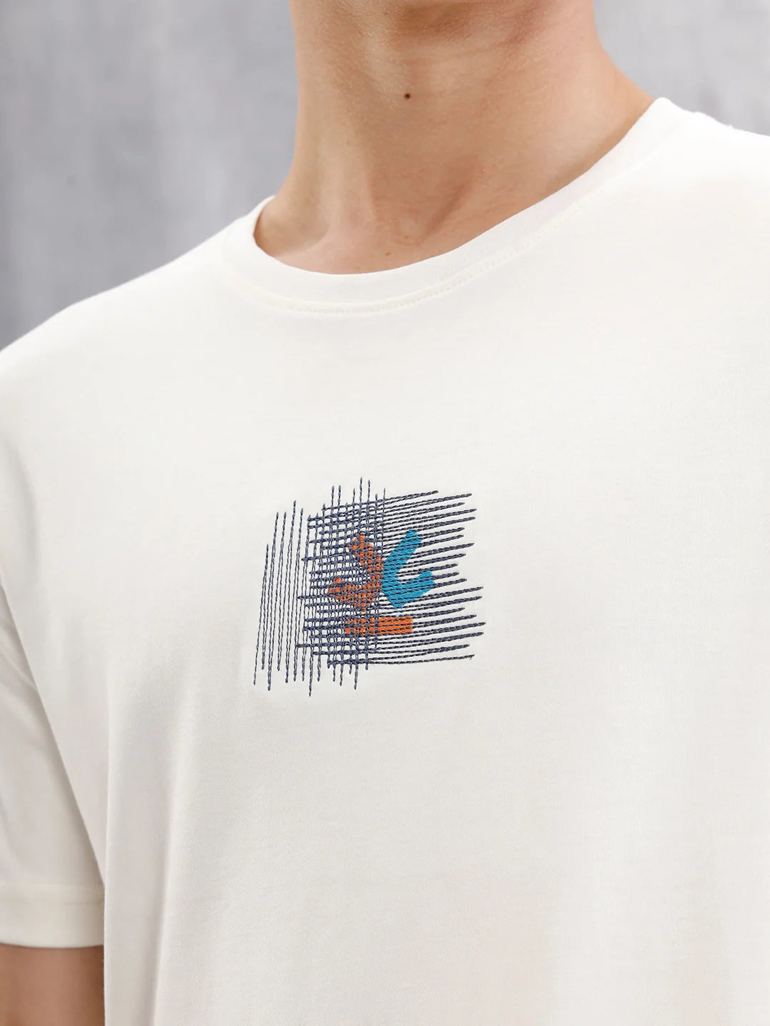 Gold Finish Interlock Tee With Embroidery On Chest  |  White