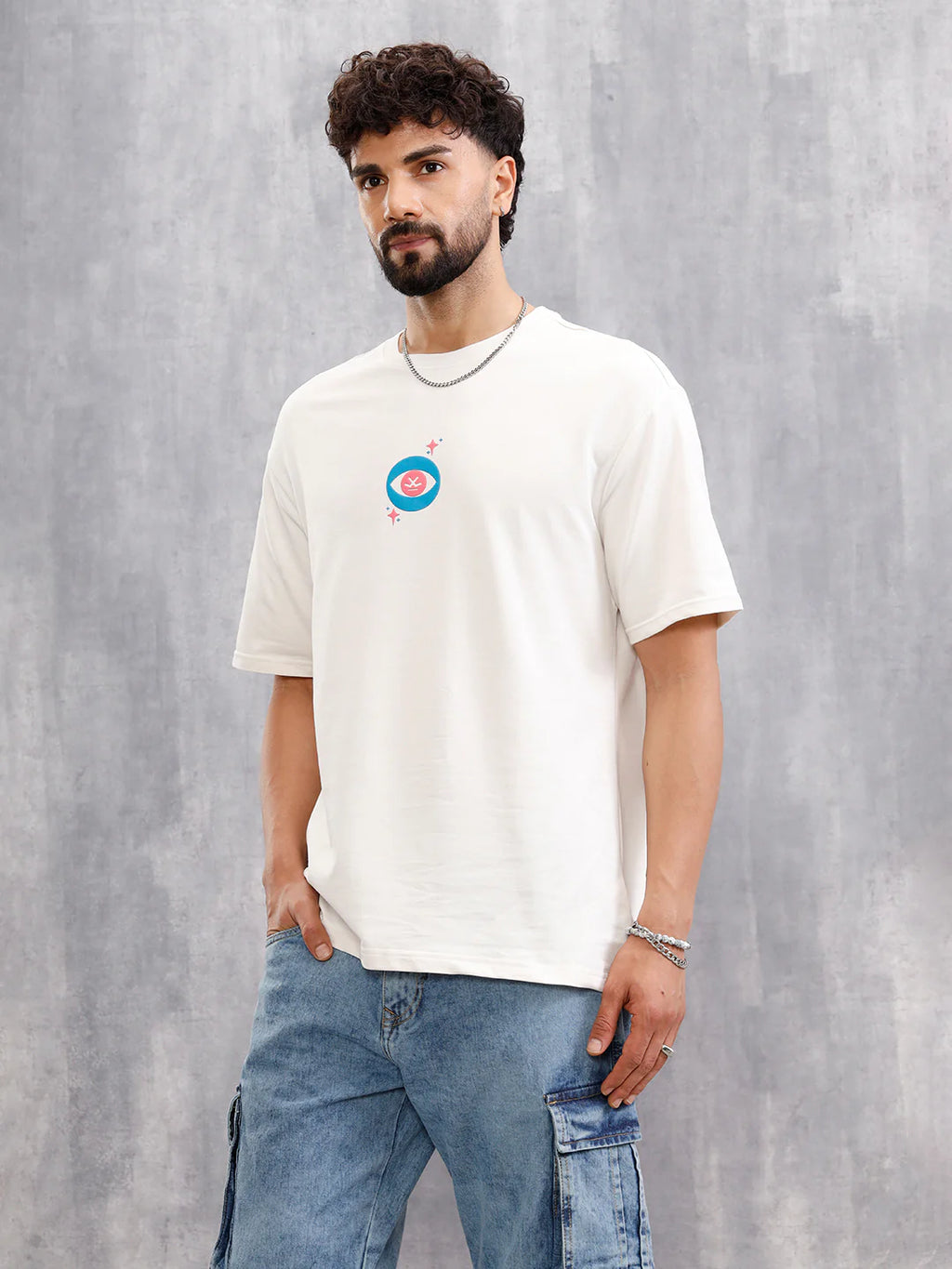 Grow Together Zen Inspired Oversized Back Print Crew Neck T-Shirt  | Off White