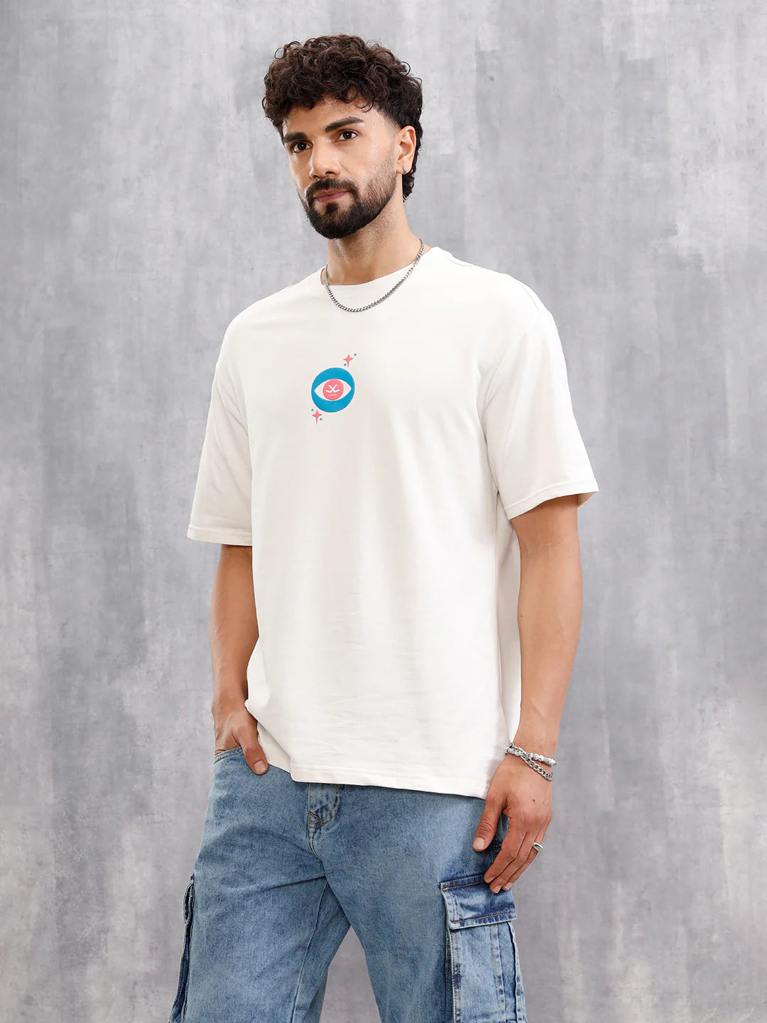 Grow Together Zen Inspired Oversized Back Print Crew Neck T-Shirt  | Off White