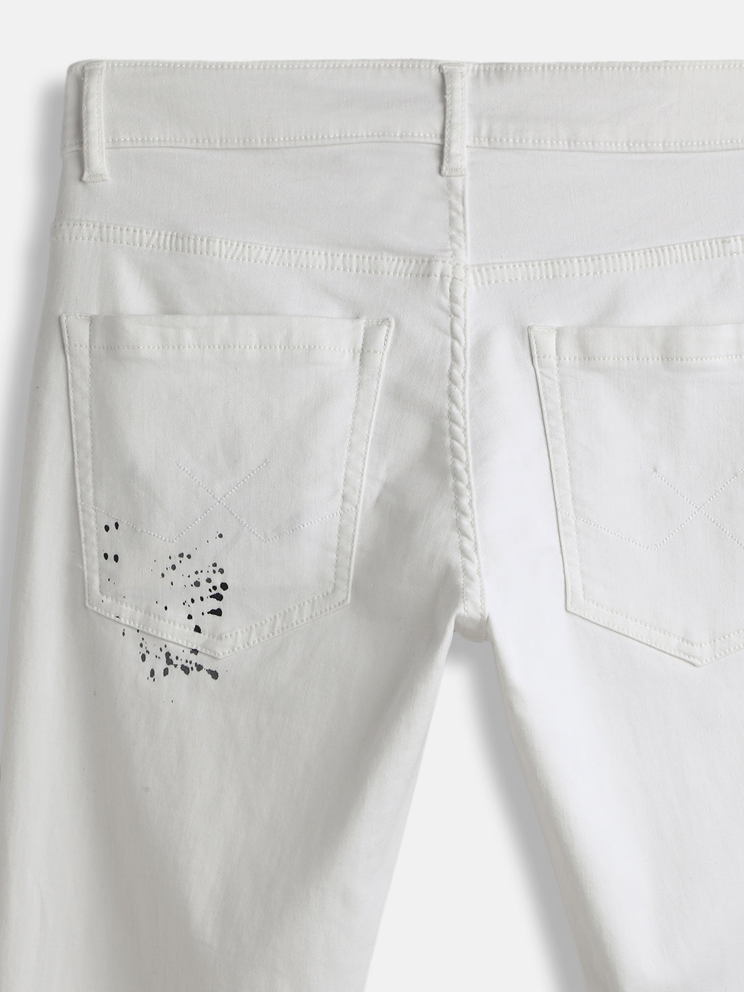 Distressed Slim Tapered Jeans | White
