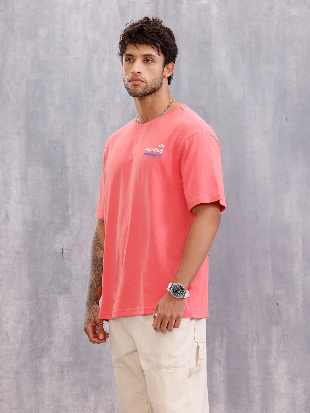 Graphic Printed Oversized Fit T-shirt | Pink