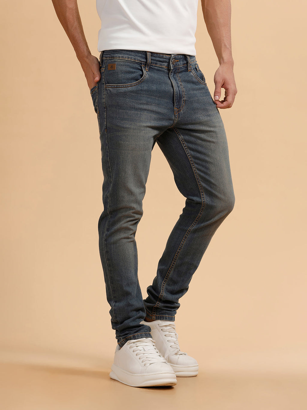 Casual Heavy Fade Slim Fit Jeans | Blue