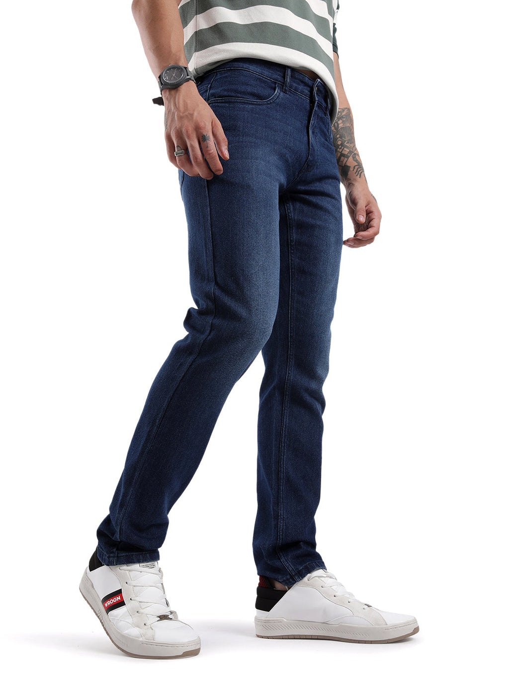 Dark Blue Slide Basic Jeans