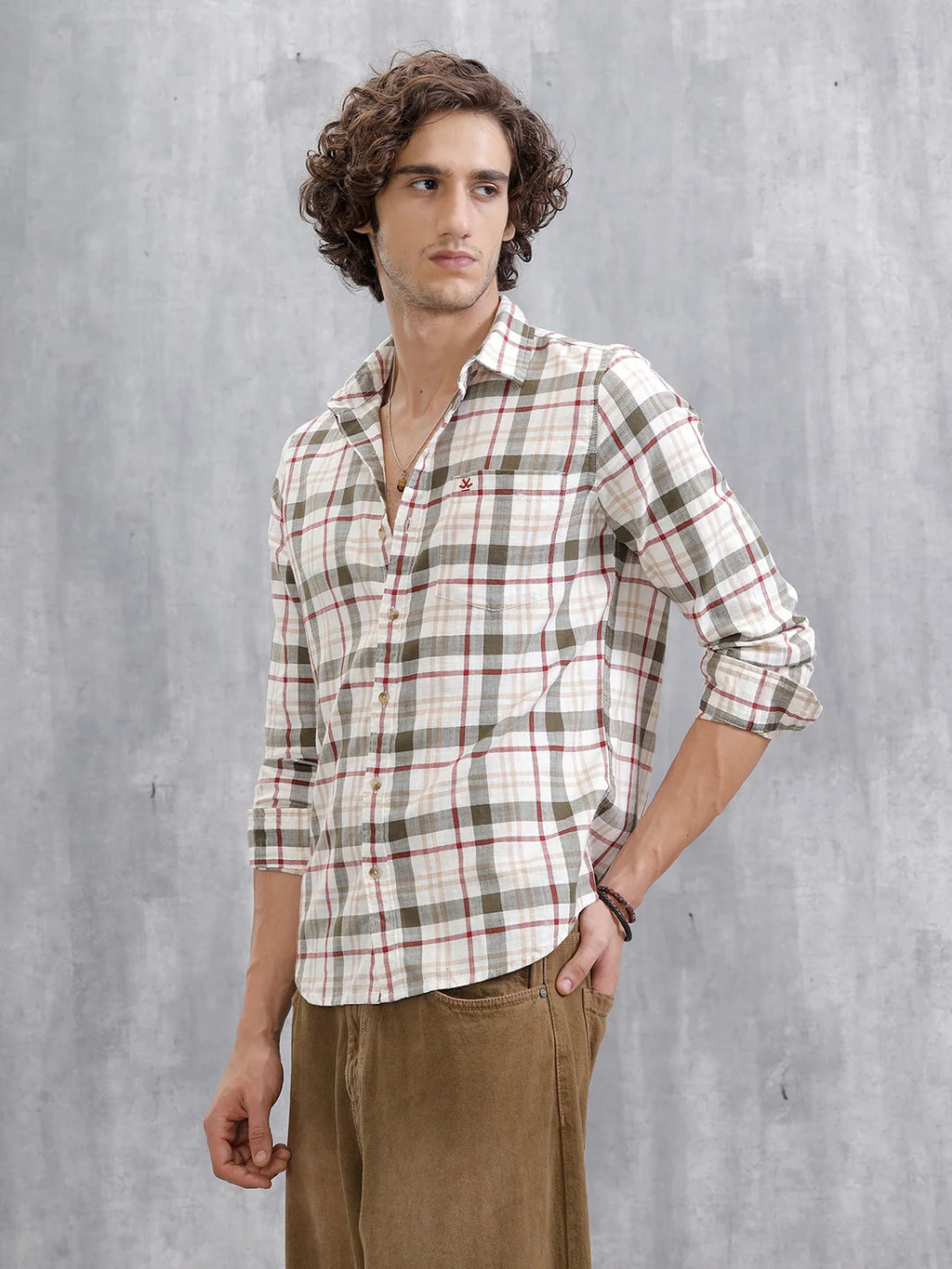 Checkered Full Sleeve Shirt | Off White