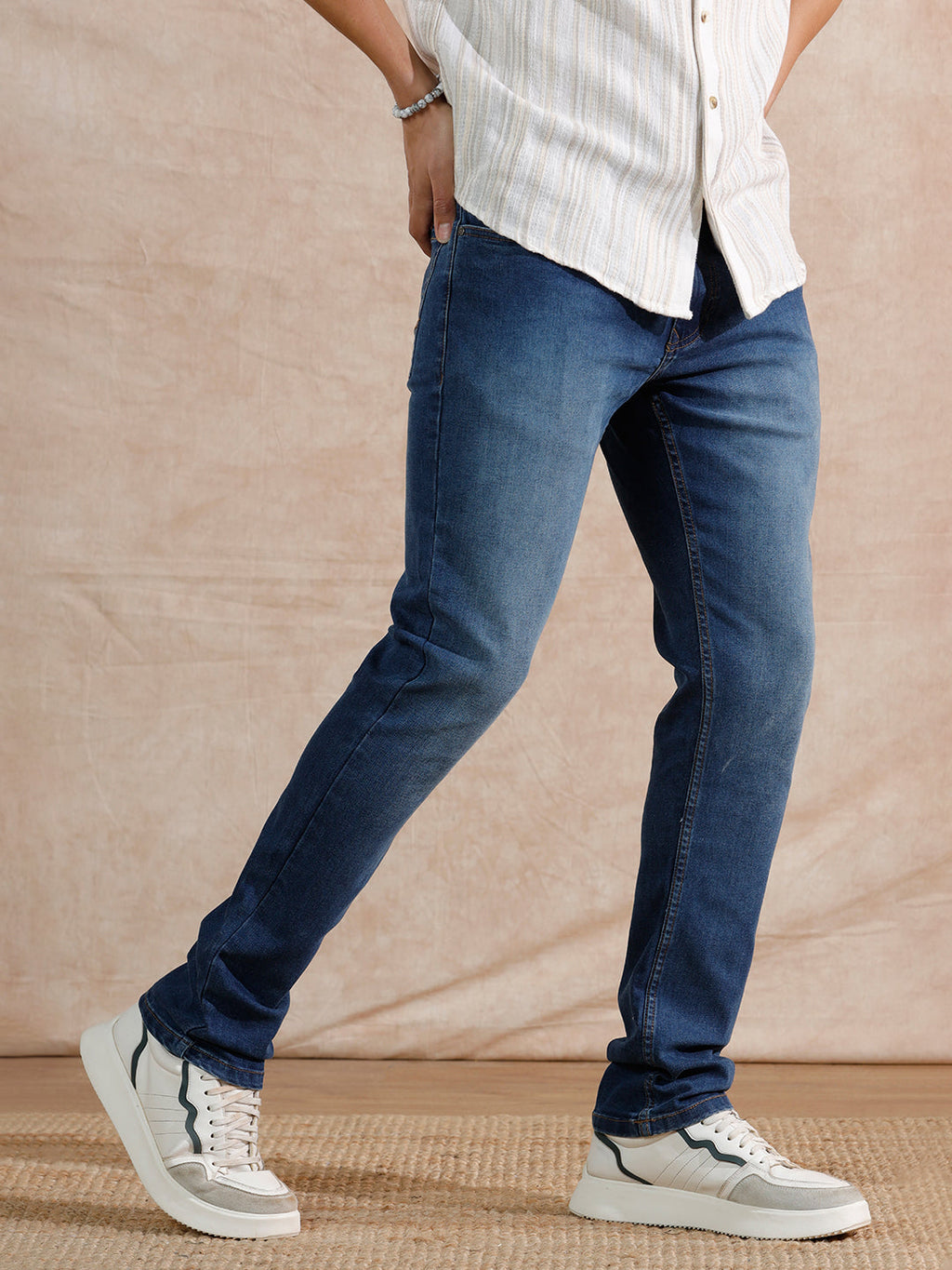 Casual Heavy Fade Slim Fit Jeans | Blue