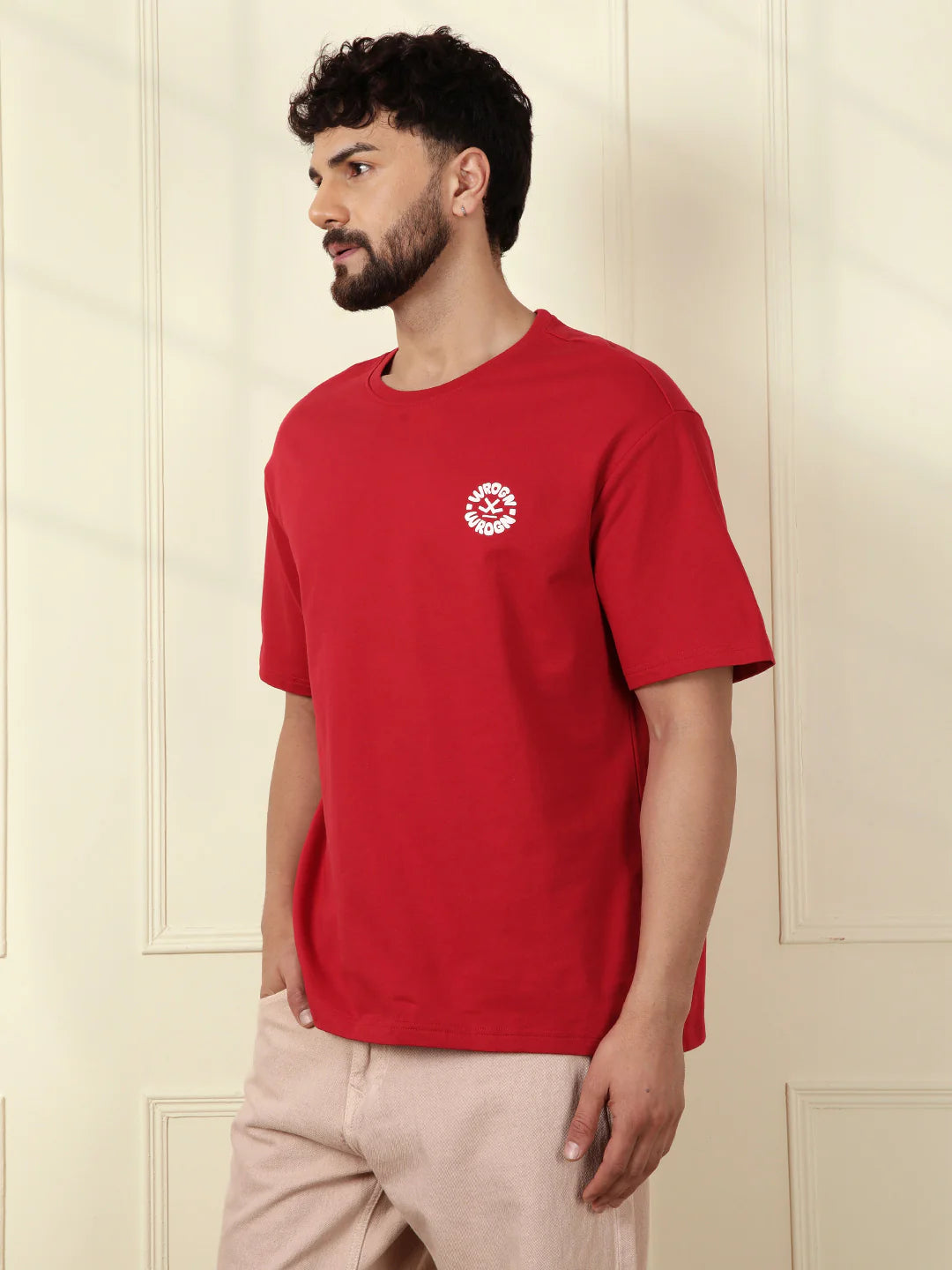 Puff Print Oversized T-Shirt | Red