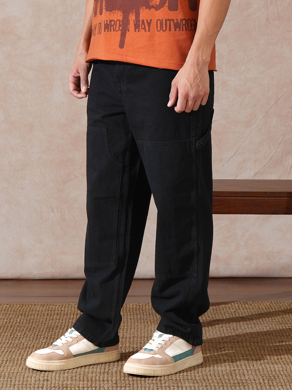 Carpenter Style Loose Fit Trouser | Black