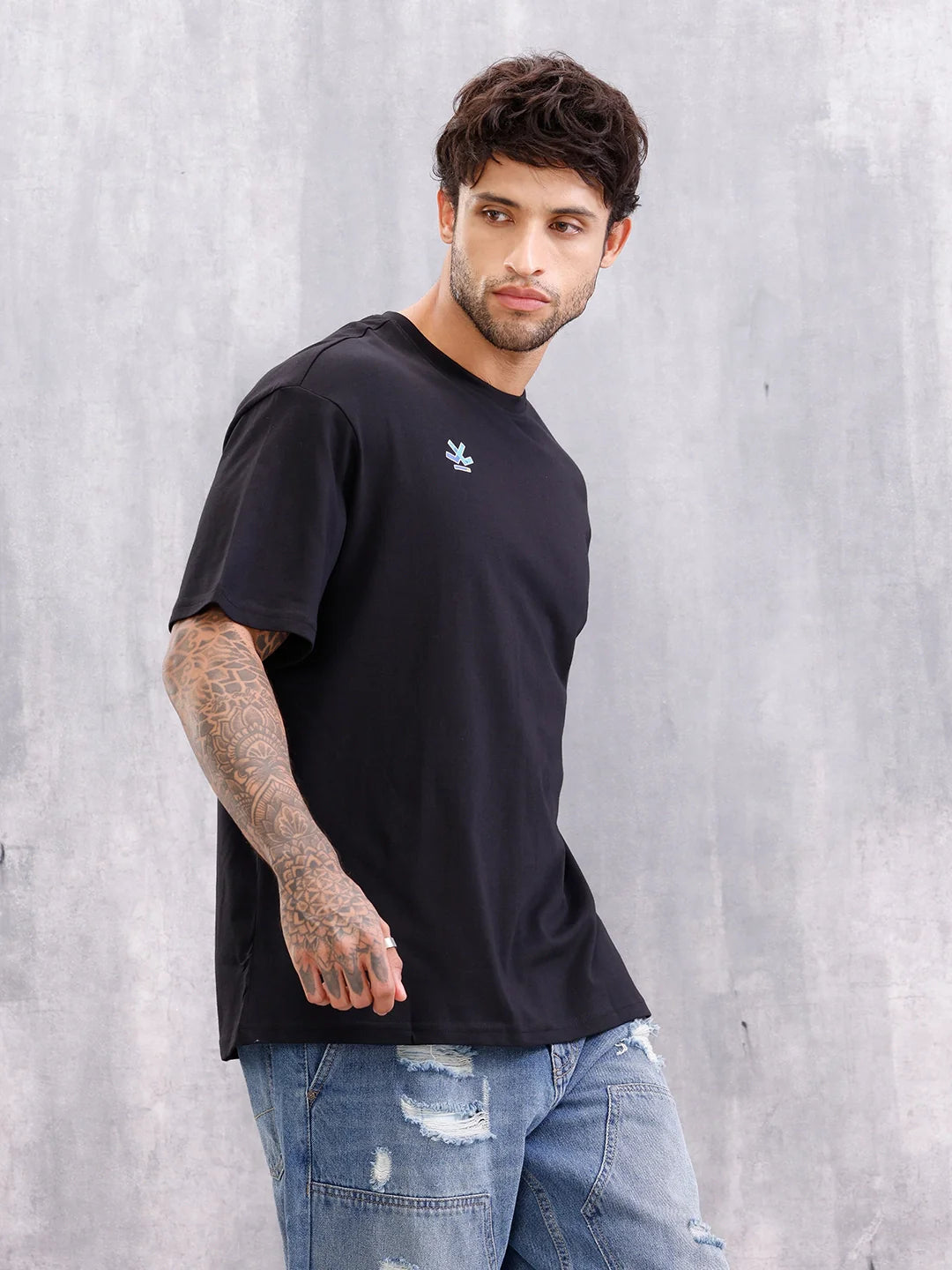 Graphic Printed Oversized Fit T-shirt | Black