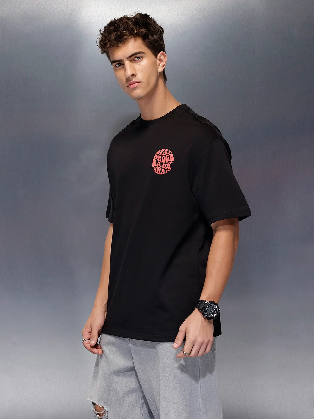 Oversized back-print tshirt | Black