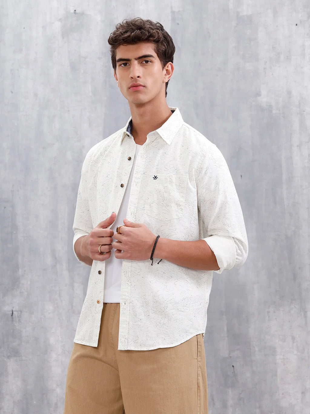 Abstract Printed Casual Shirt For Men | White
