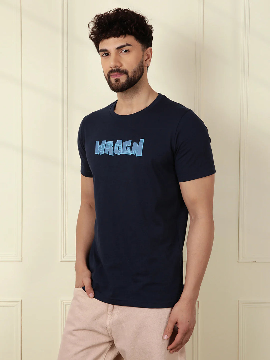 Puff Printed Slim Fit T-Shirt | Navy Blue
