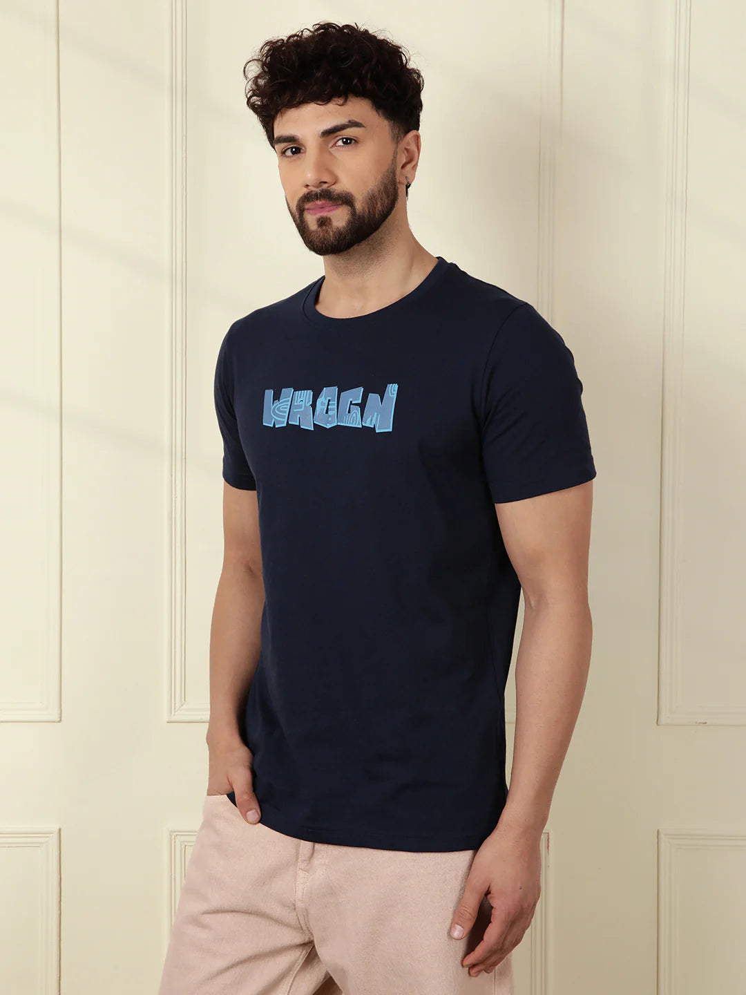 Puff Printed Slim Fit T-Shirt | Navy Blue