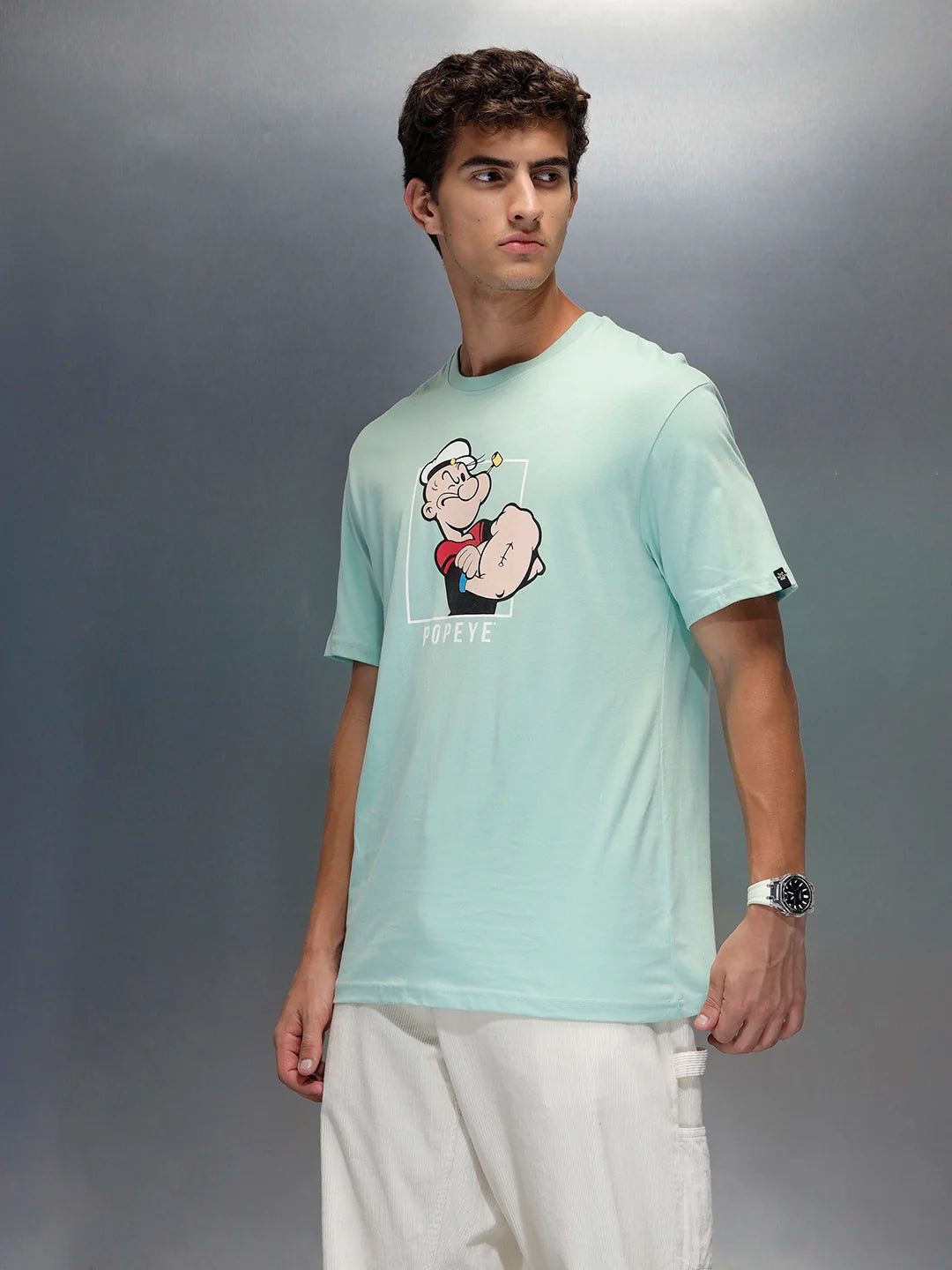 Wrogn Comfort Fit Graphic Printed T-Shirt | Light Green