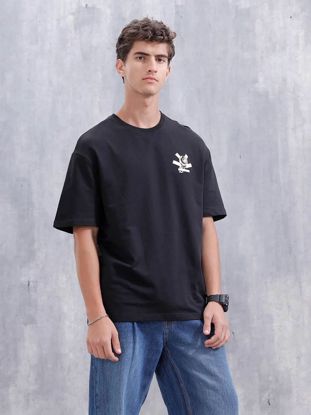 Bizarre Elements Inspired Oversized Back Print T-Shirt | Black