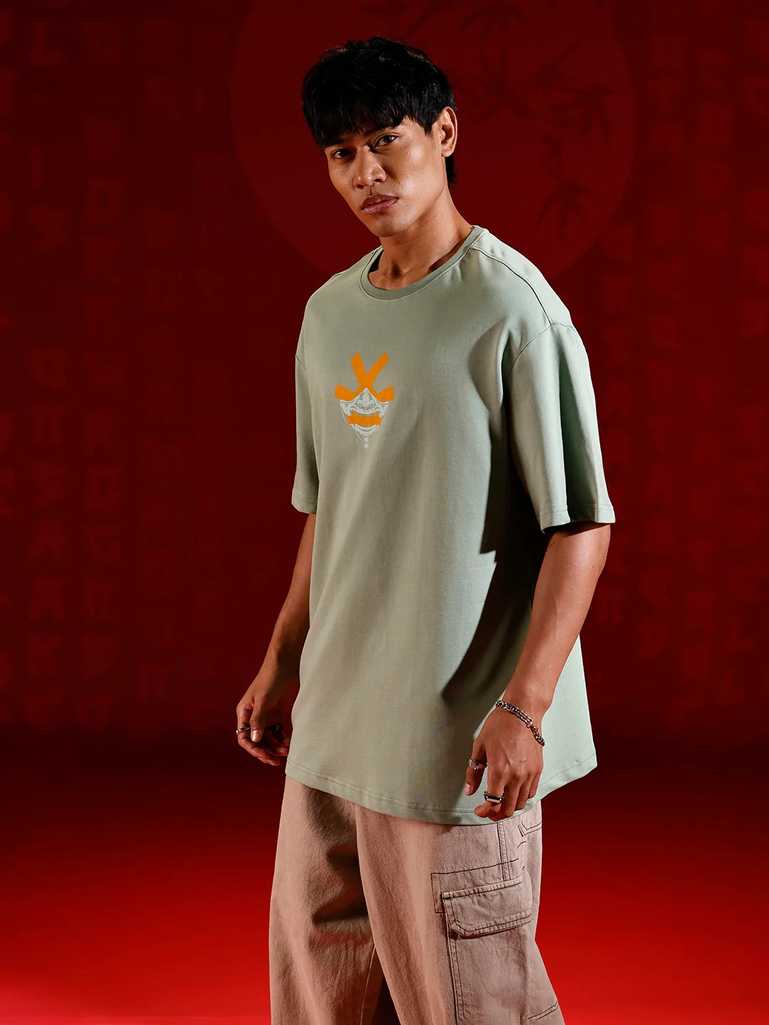 Wrogn Graphic Printed Oversized Fit T-Shirt | Green