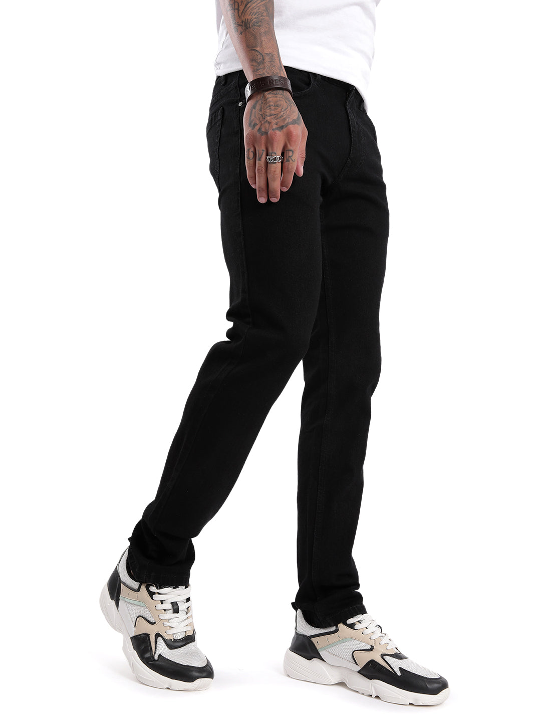 Apex Black Solid Casual Jeans
