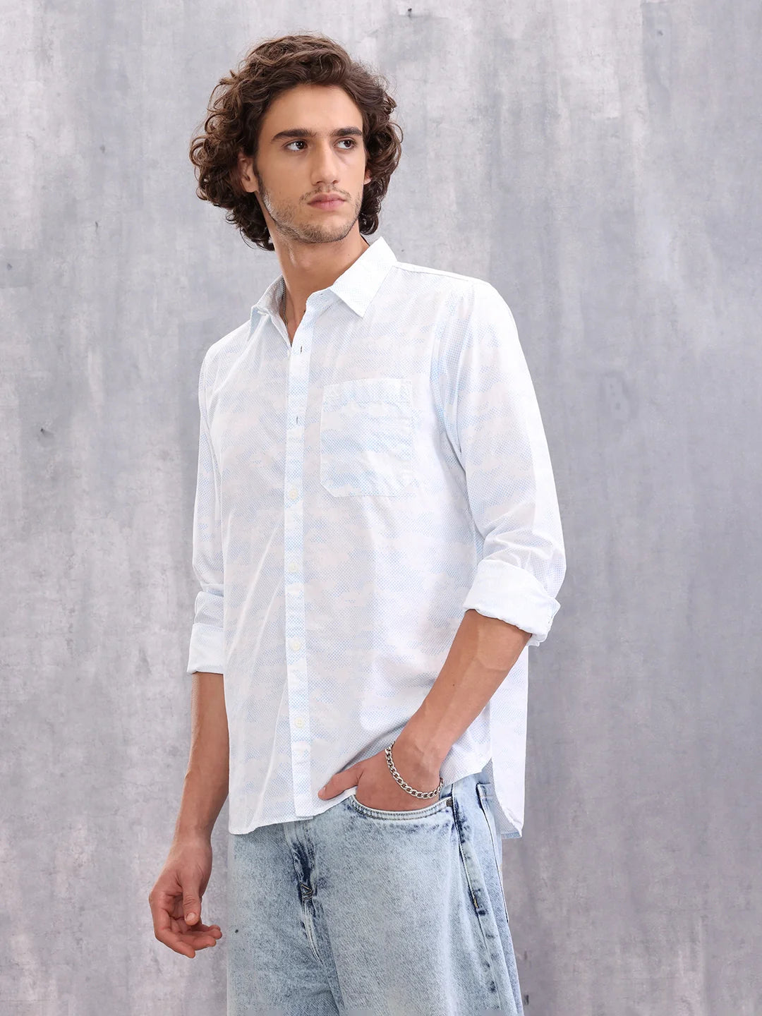 Cotton Full Sleeve Aop Shirt | Blue