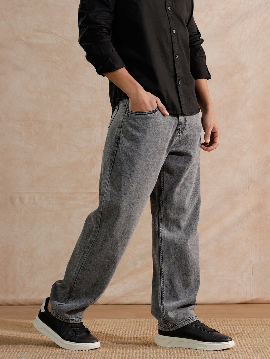 Casual Heavy Fade Loose Fit Jeans | Grey