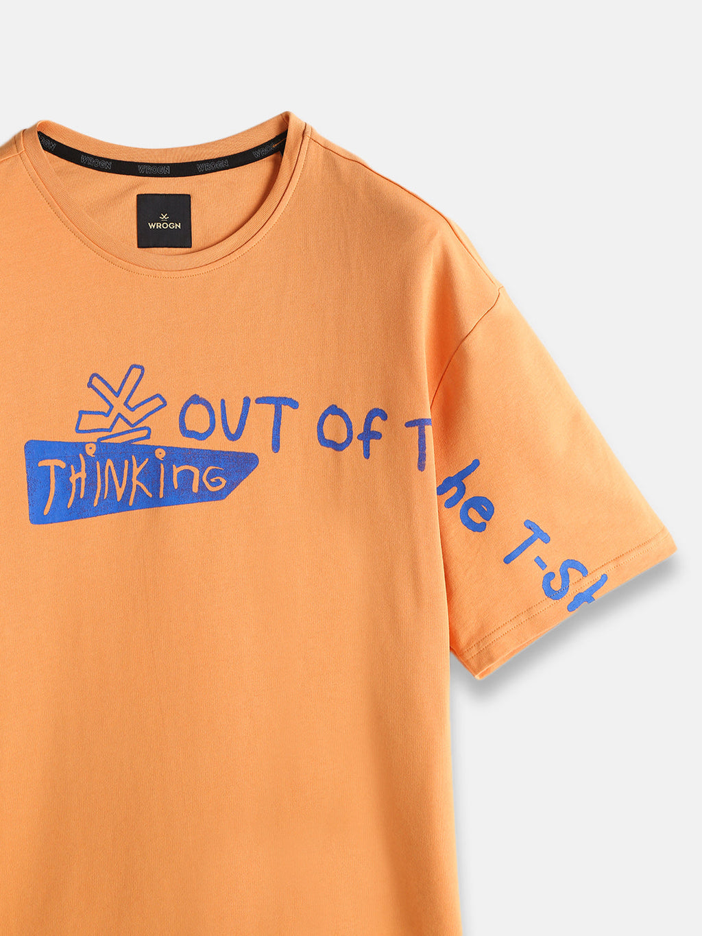 Placement Printed Oversized T-Shirt | Orange