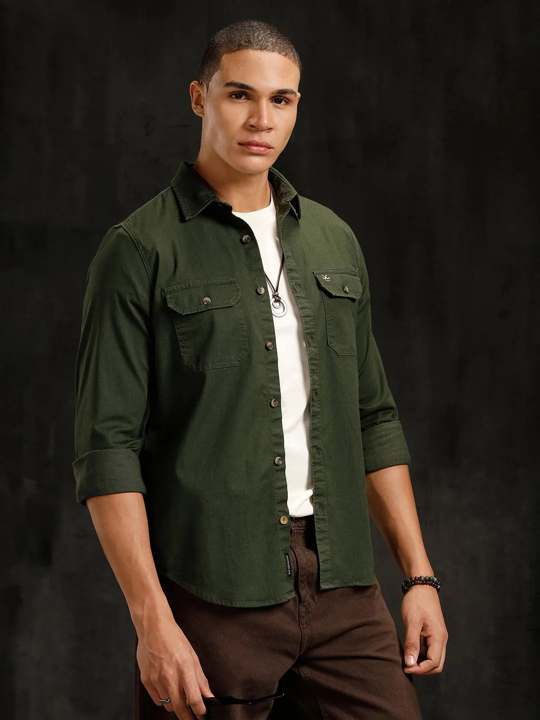 Double Pocket Overdyed Shirt | Olive