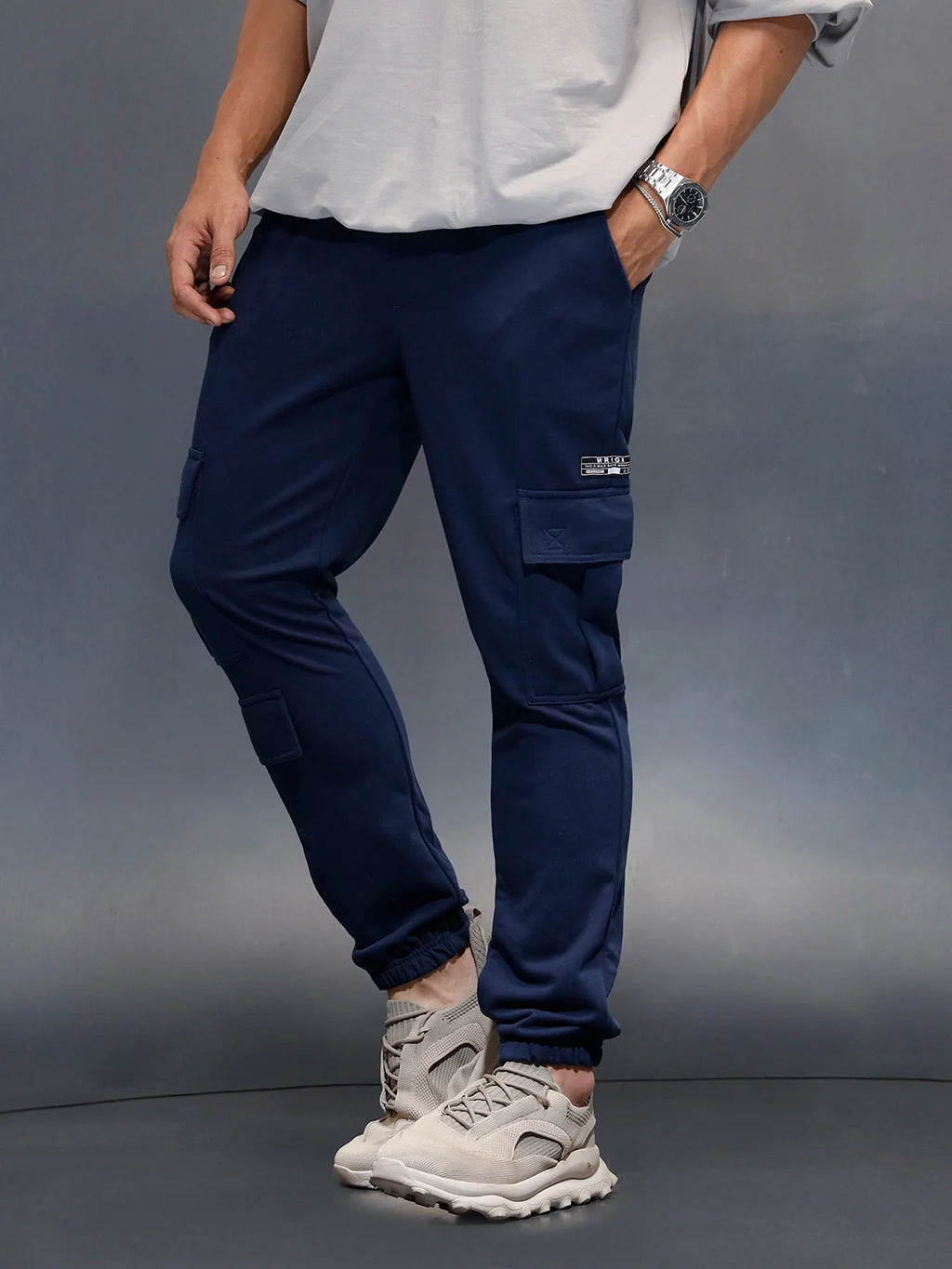 Men's casual straight fit knitted jogger | Navy Blue