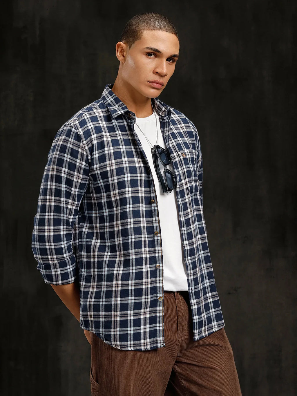 Checkered Full Sleeve Shirt  | Navy Blue