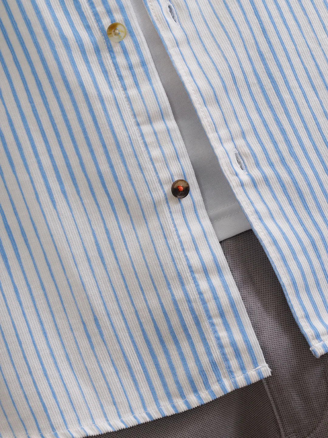 Corduroy Lenticular Stripe Print Shirt | White