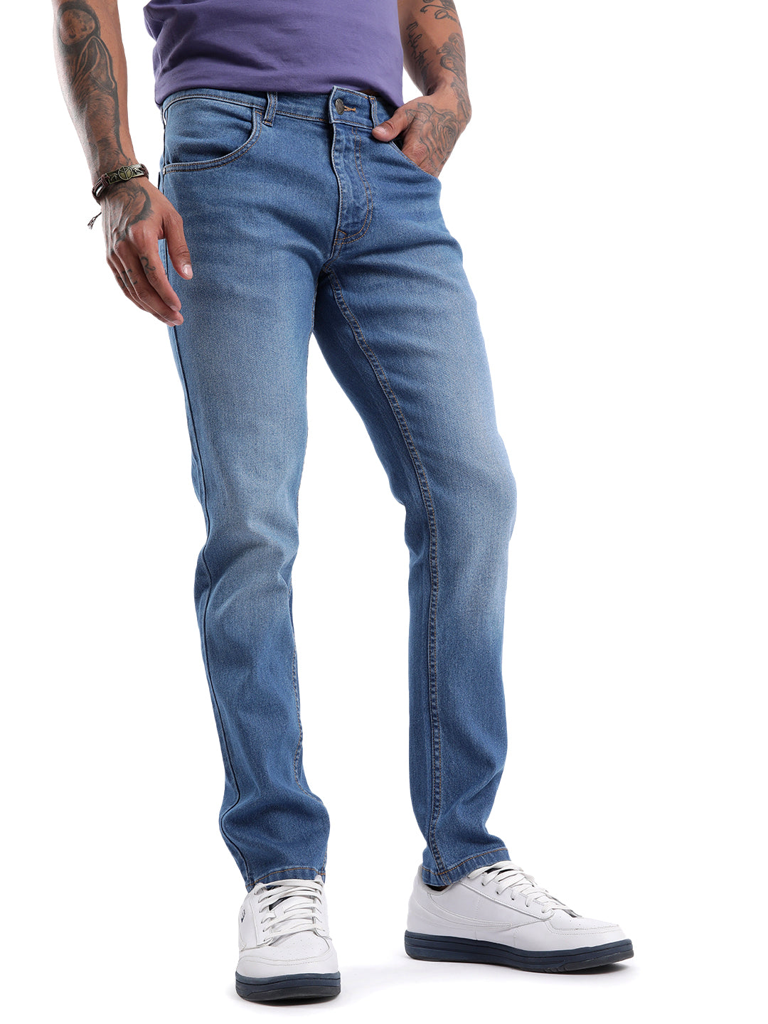 Classic Blue Five Pocket Denim Jeans
