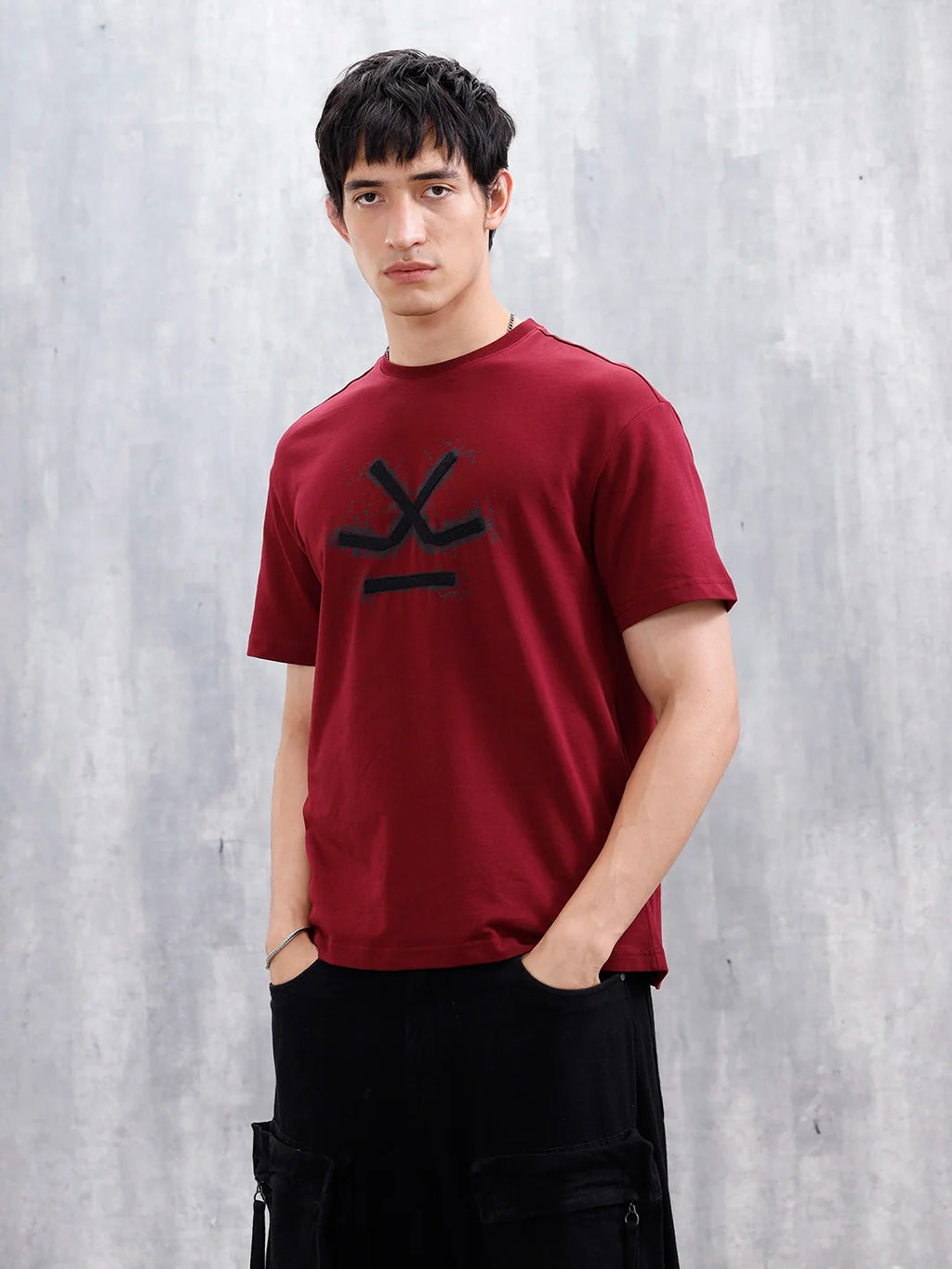 Men’s Wrogn Logo Appliqued Graphic Tee | Maroon