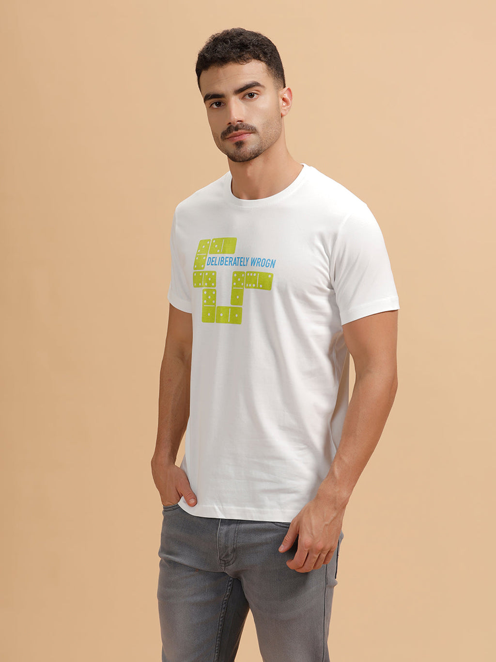 Placement Print Slim Fit T-Shirt | White