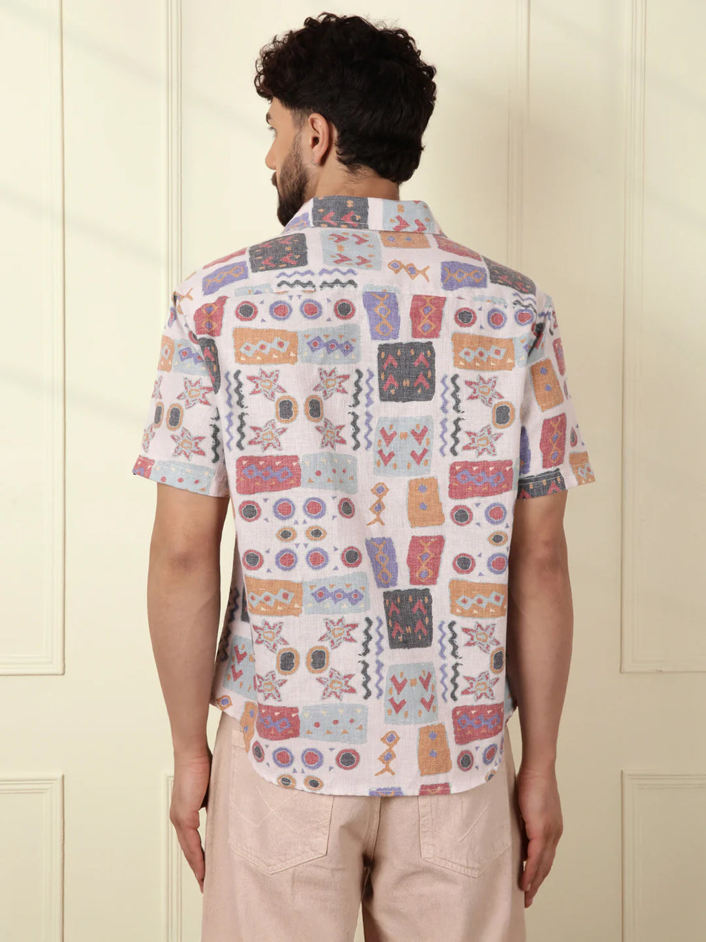 Abstract Printed Open Dobby Shirt  | Multicolor