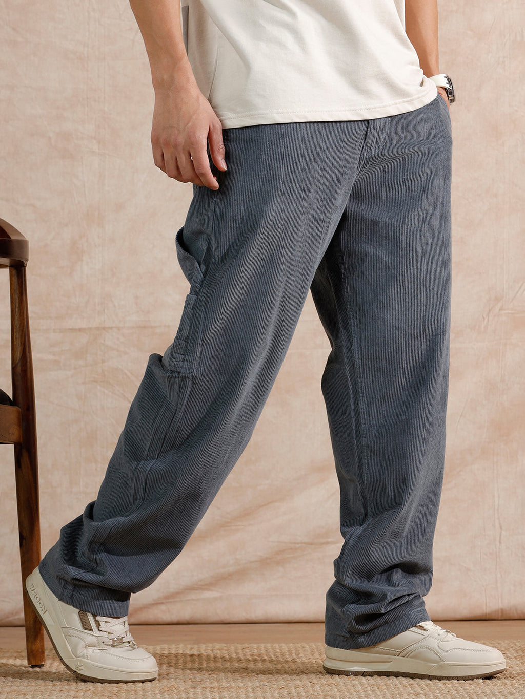 Corduroy Carpenter Loose Fit Trouser | Dark Blue