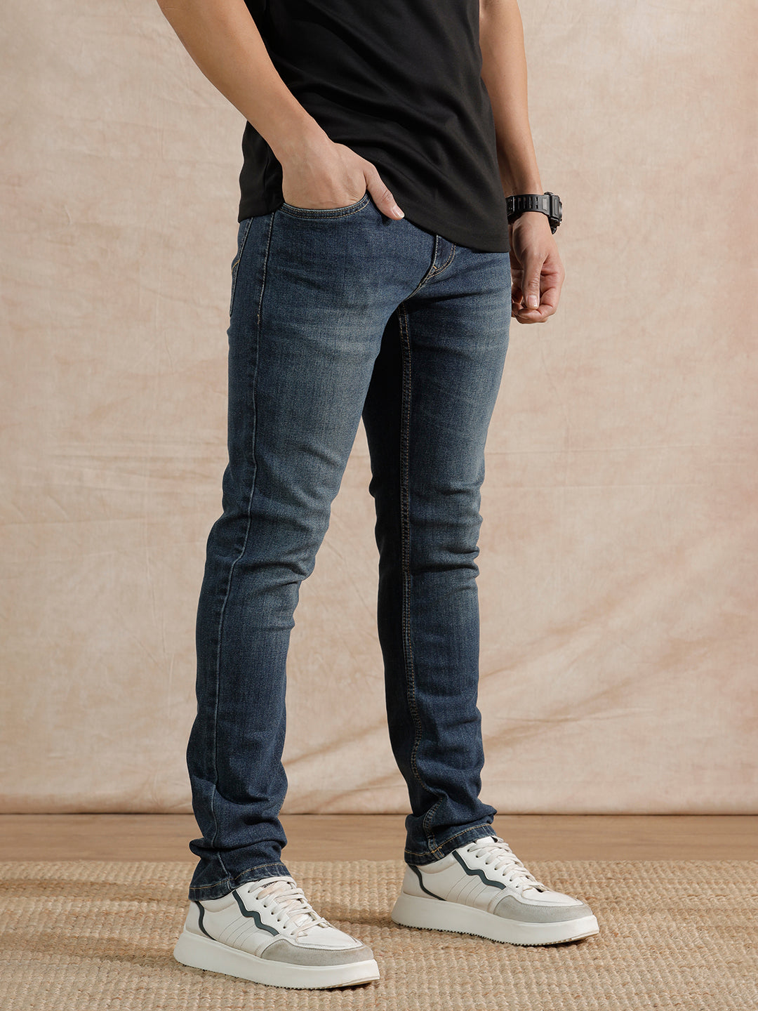 Casual Heavy Fade Slim Fit Jeans | Blue