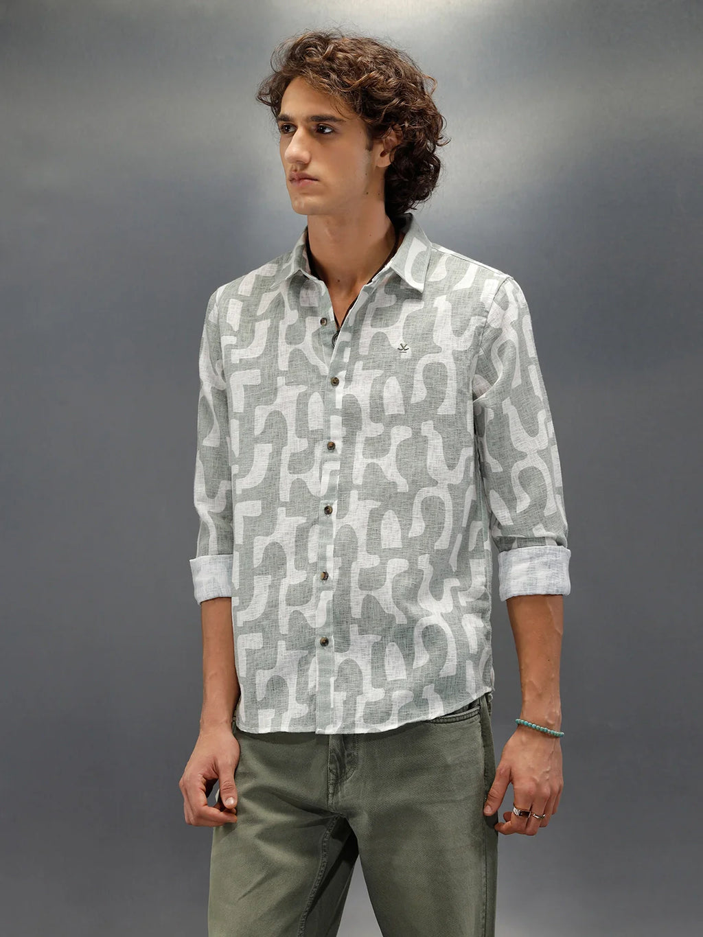 Abstract Aop Printed Regular Fit Shirt | Green