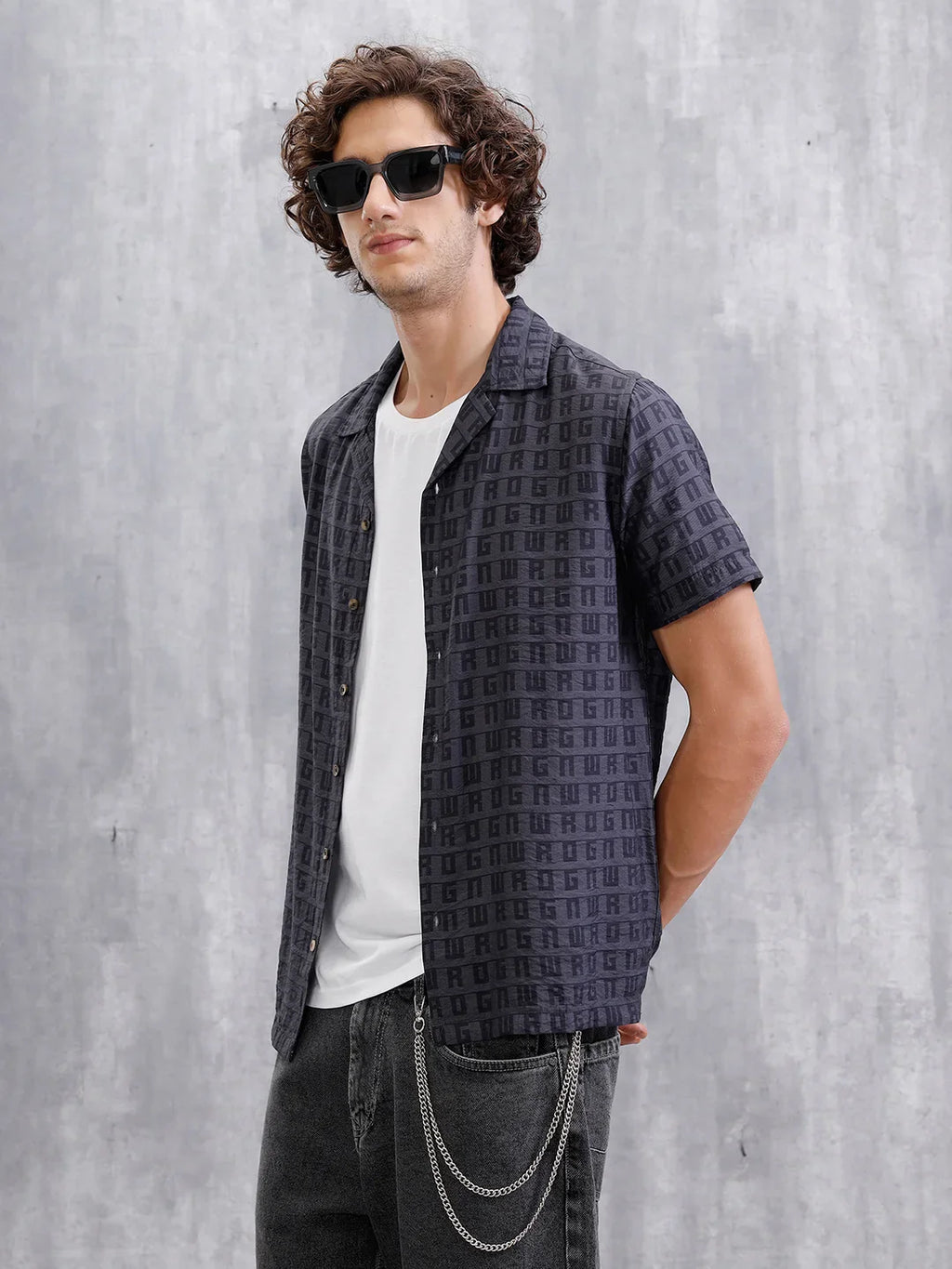 Casual AOP Resort Collar Shirt | Black